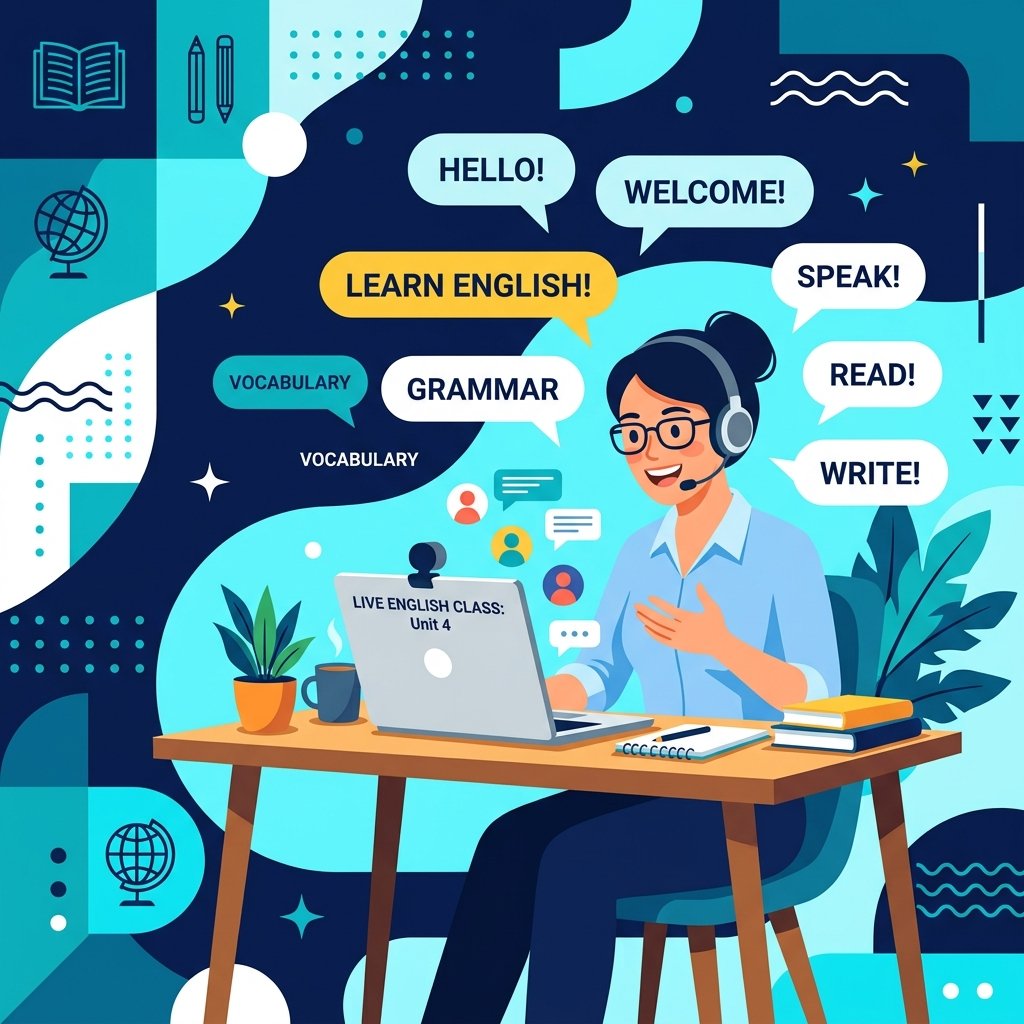 Professora ensinando inglês online